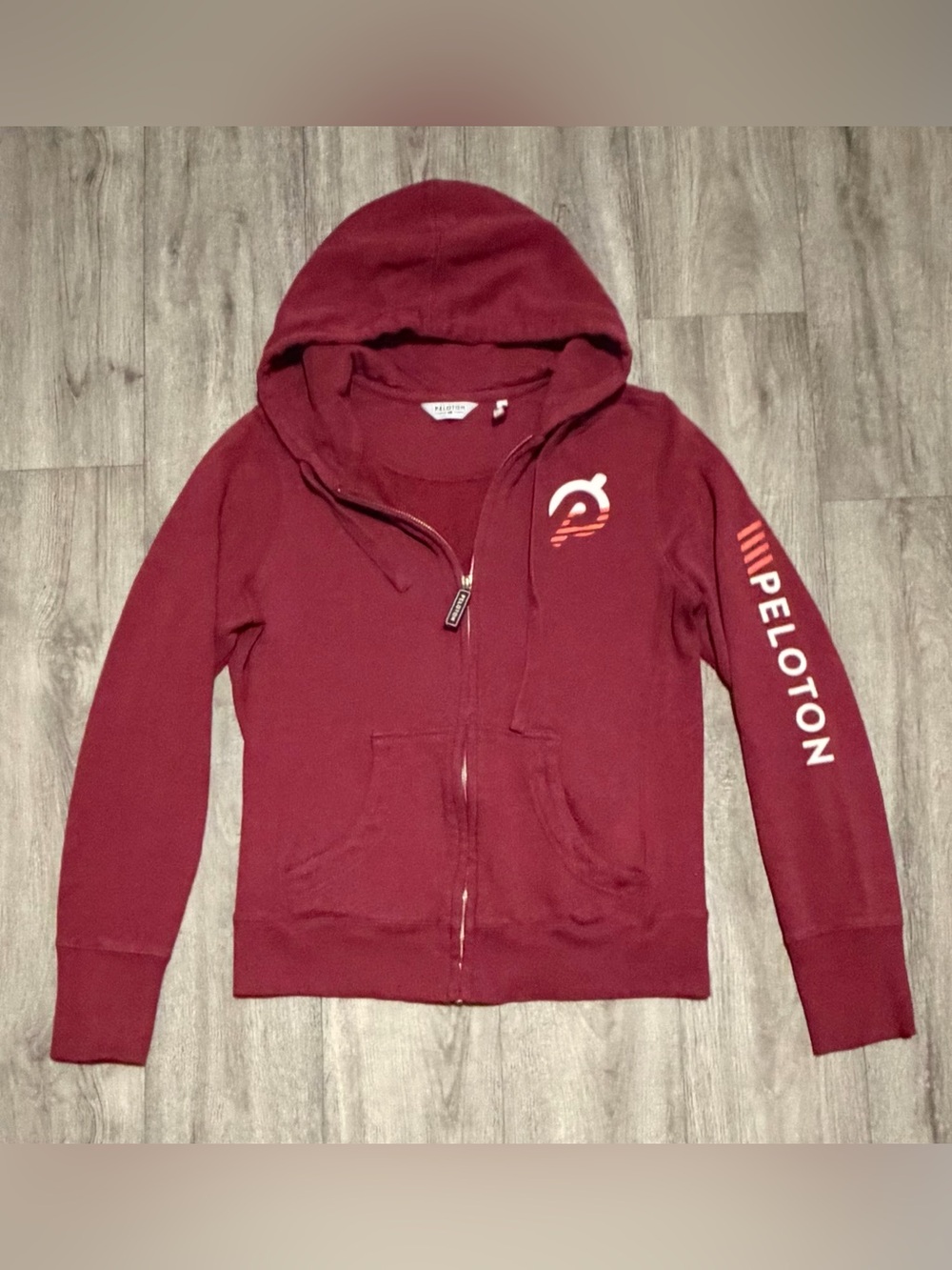 Peloton Women's Size XS Full Zip Jacket Hoodie Logo Chest & Sleeve